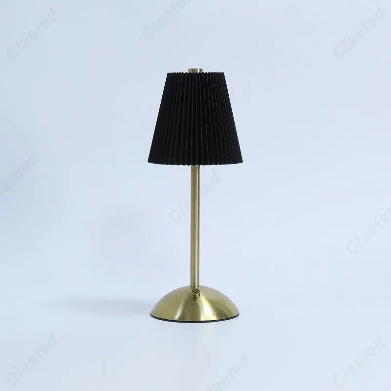 Lampe de Chevet LED Plissée Tactile – Rechargeable USB, Abat-Jour en Tissu Élégant, Éclairage Doux et Cosy