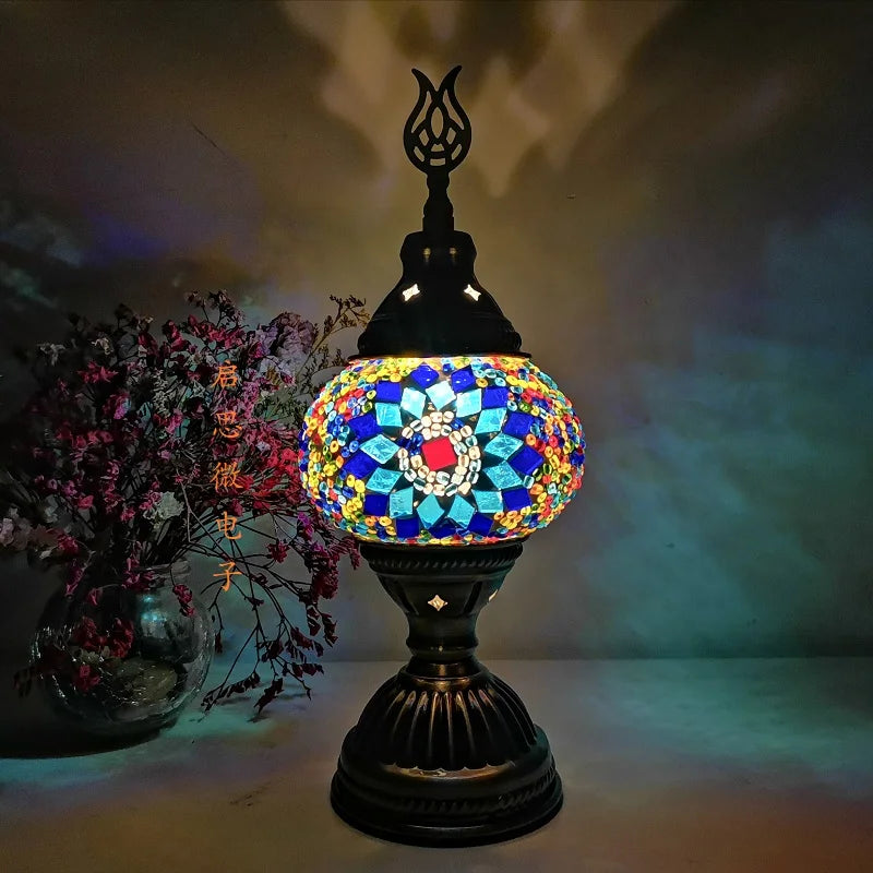 [Action Requise] Lampe de Chevet Turque Mosaïque - Verre Coloré Fait Main & Ambiance Orientale Chaleureuse
