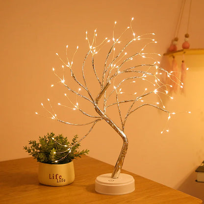 Lampe de Chevet LED Arbre Doré 72 LED – Feuilles d’Or Tactiles, USB, Ambiance Féérique et Déco Élégante