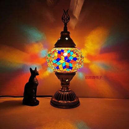 [Action Requise] Lampe de Chevet Turque Mosaïque - Verre Coloré Fait Main & Ambiance Orientale Chaleureuse