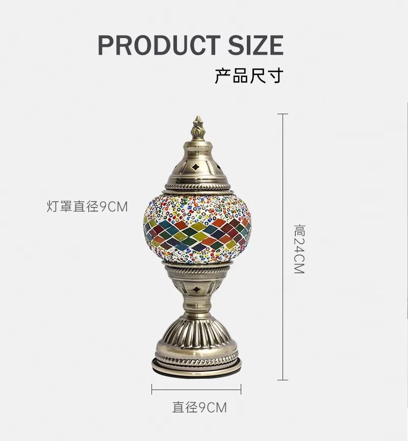 [Action Requise] Lampe de Chevet Turque Mosaïque - Verre Coloré Fait Main & Ambiance Orientale Chaleureuse