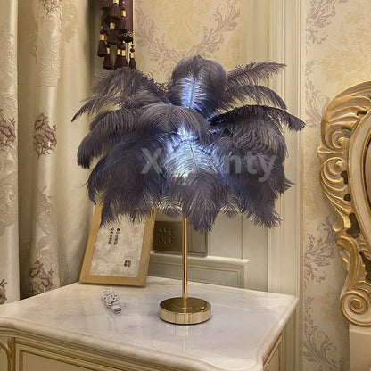 Lampe de Chevet Plumes LED Rechargeable – USB Tactile, Design Luxe en Dorée, Ambiance Romantique Élégante