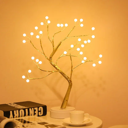 Lampe de Chevet LED Arbre Doré 72 LED – Feuilles d’Or Tactiles, USB, Ambiance Féérique et Déco Élégante