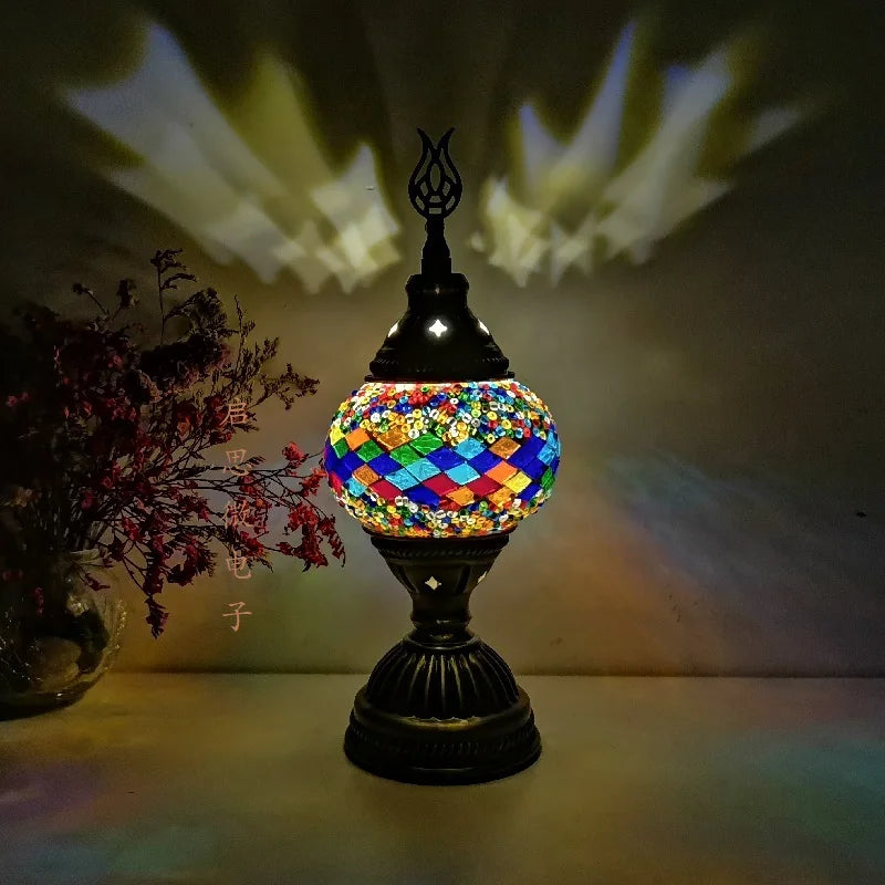 [Action Requise] Lampe de Chevet Turque Mosaïque - Verre Coloré Fait Main & Ambiance Orientale Chaleureuse