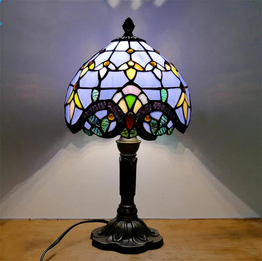 Lampe de Chevet Tiffany Vintage – Verre Coloré Fait Main, Style Baroque Méditerranéen, Ambiance Chaleureuse et Élégante
