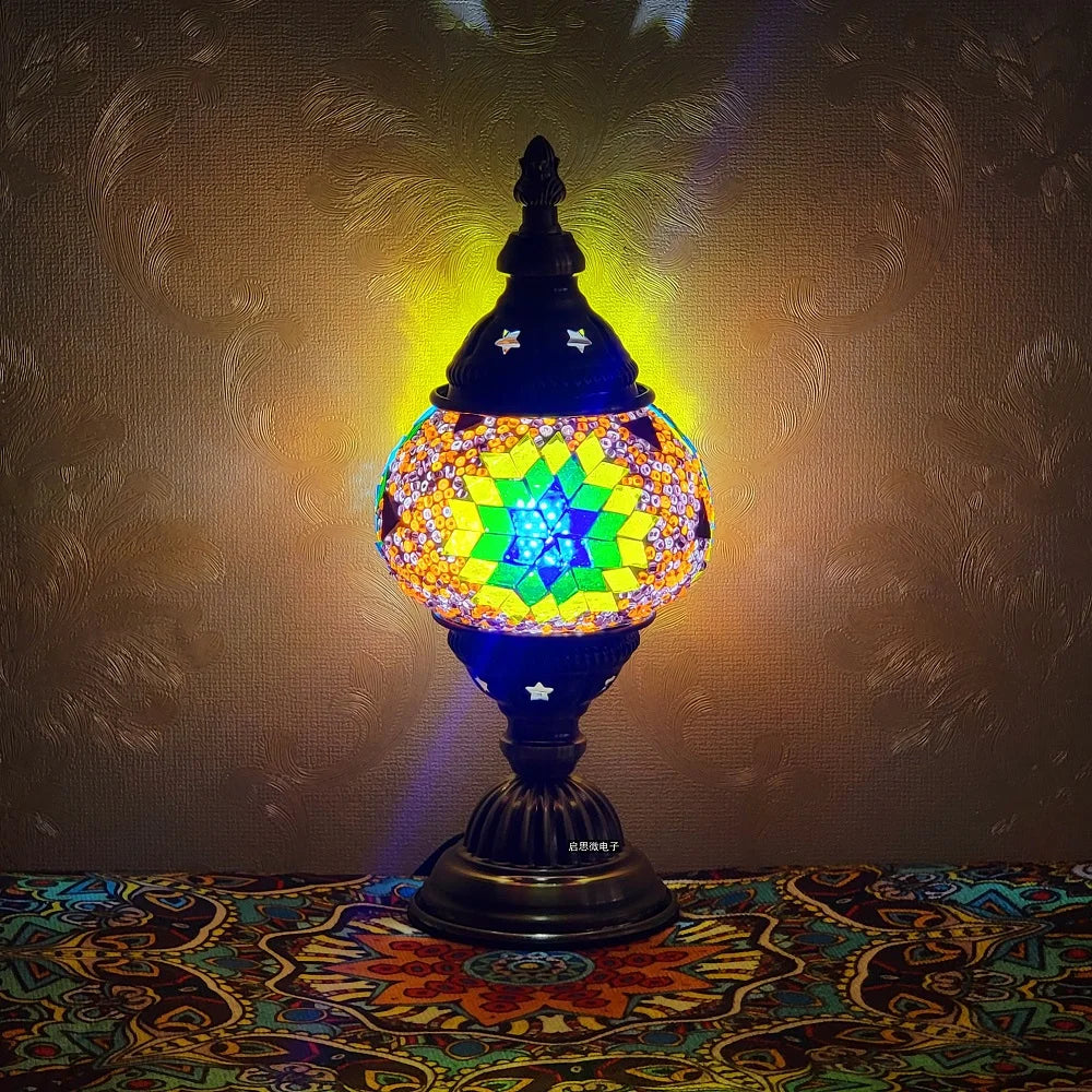 Lampe Turque en Verre Mosaïque – Design Moderne, Élégance Orientale & Lumière Apaisante