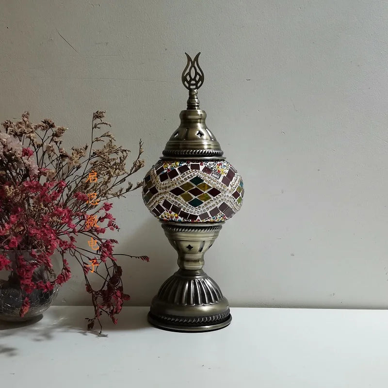 [Action Requise] Lampe de Chevet Turque Mosaïque - Verre Coloré Fait Main & Ambiance Orientale Chaleureuse