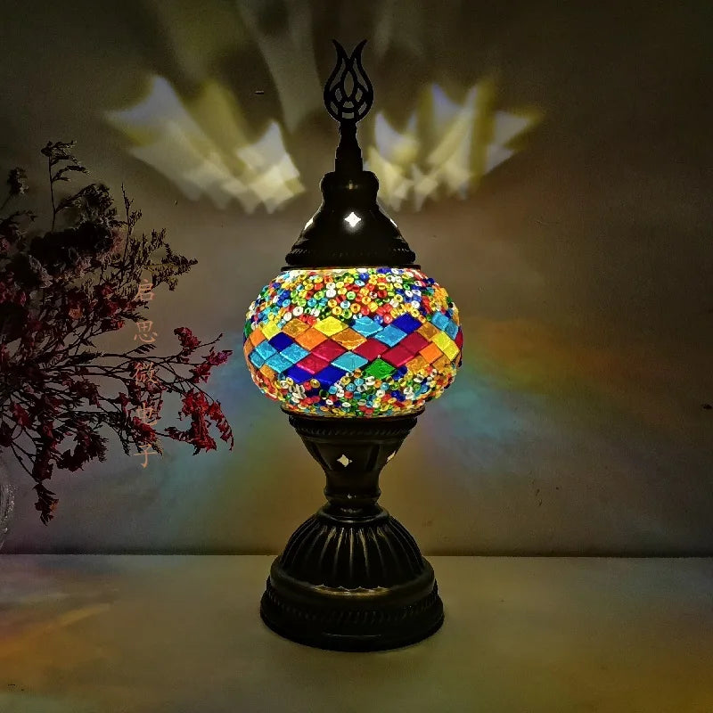 [Action Requise] Lampe de Chevet Turque Mosaïque - Verre Coloré Fait Main & Ambiance Orientale Chaleureuse