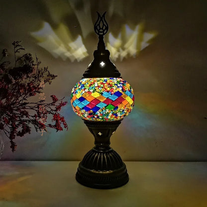 [Action Requise] Lampe de Chevet Turque Mosaïque - Verre Coloré Fait Main & Ambiance Orientale Chaleureuse