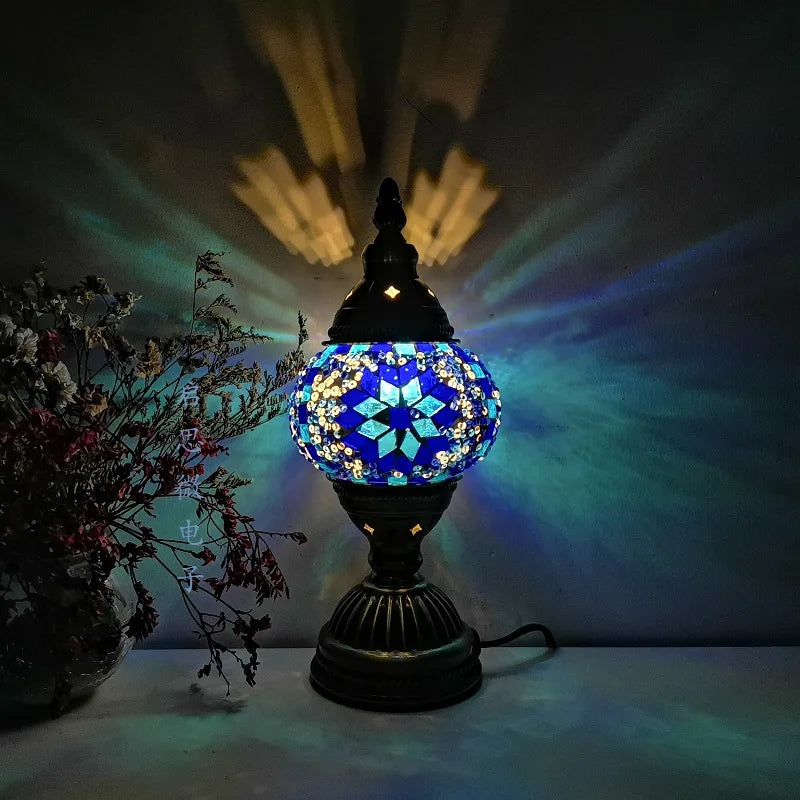 [Action Requise] Lampe de Chevet Turque Mosaïque - Verre Coloré Fait Main & Ambiance Orientale Chaleureuse