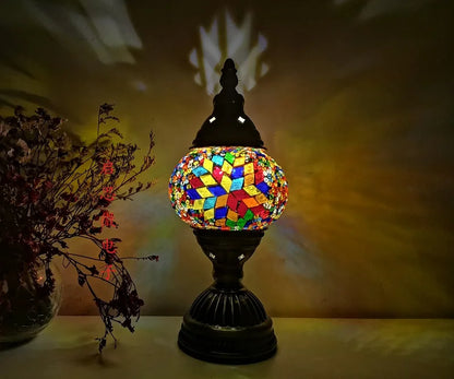 [Action Requise] Lampe de Chevet Turque Mosaïque - Verre Coloré Fait Main & Ambiance Orientale Chaleureuse