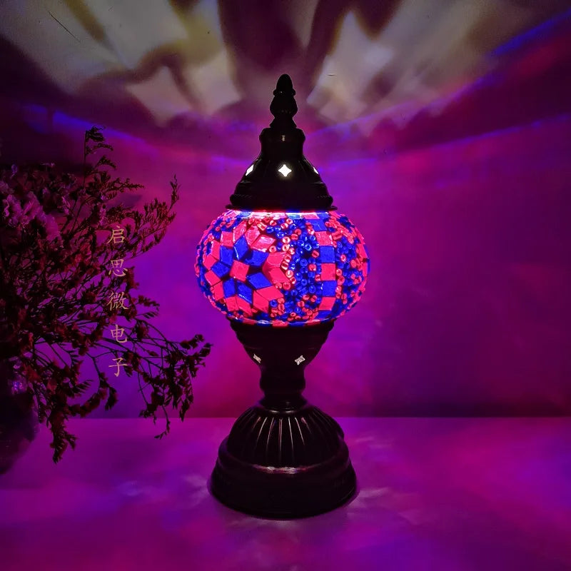 [Action Requise] Lampe de Chevet Turque Mosaïque - Verre Coloré Fait Main & Ambiance Orientale Chaleureuse