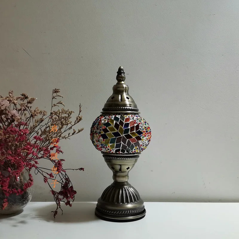 [Action Requise] Lampe de Chevet Turque Mosaïque - Verre Coloré Fait Main & Ambiance Orientale Chaleureuse