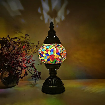 [Action Requise] Lampe de Chevet Turque Mosaïque - Verre Coloré Fait Main & Ambiance Orientale Chaleureuse