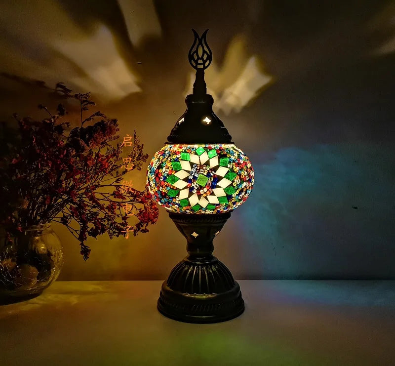 [Action Requise] Lampe de Chevet Turque Mosaïque - Verre Coloré Fait Main & Ambiance Orientale Chaleureuse