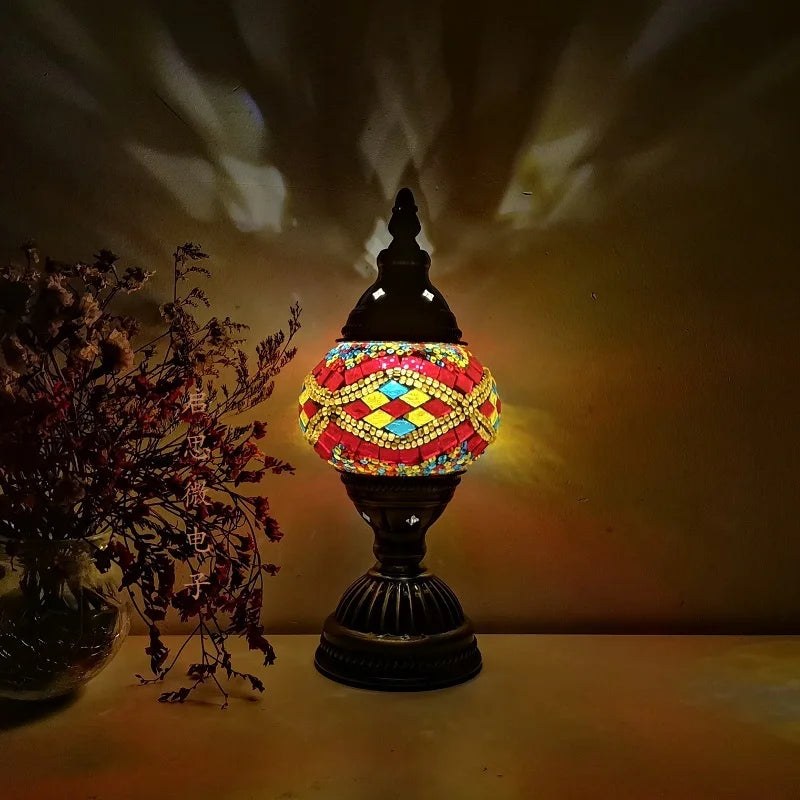 [Action Requise] Lampe de Chevet Turque Mosaïque - Verre Coloré Fait Main & Ambiance Orientale Chaleureuse