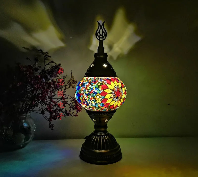 [Action Requise] Lampe de Chevet Turque Mosaïque - Verre Coloré Fait Main & Ambiance Orientale Chaleureuse