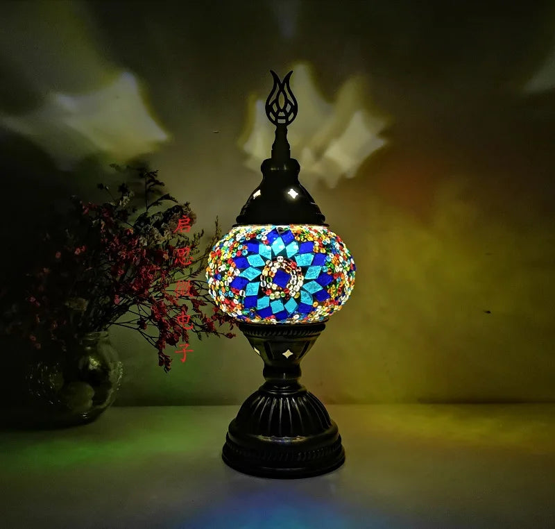 [Action Requise] Lampe de Chevet Turque Mosaïque - Verre Coloré Fait Main & Ambiance Orientale Chaleureuse