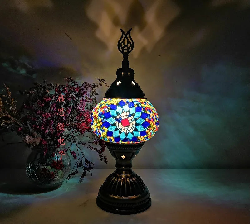[Action Requise] Lampe de Chevet Turque Mosaïque - Verre Coloré Fait Main & Ambiance Orientale Chaleureuse