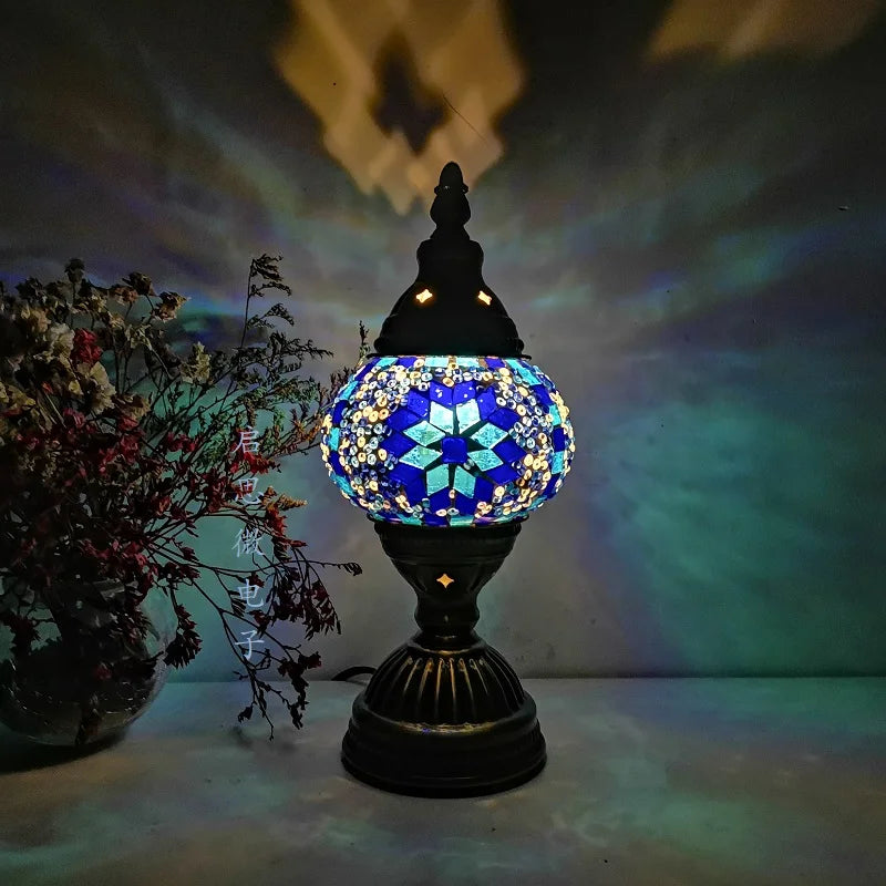 [Action Requise] Lampe de Chevet Turque Mosaïque - Verre Coloré Fait Main & Ambiance Orientale Chaleureuse