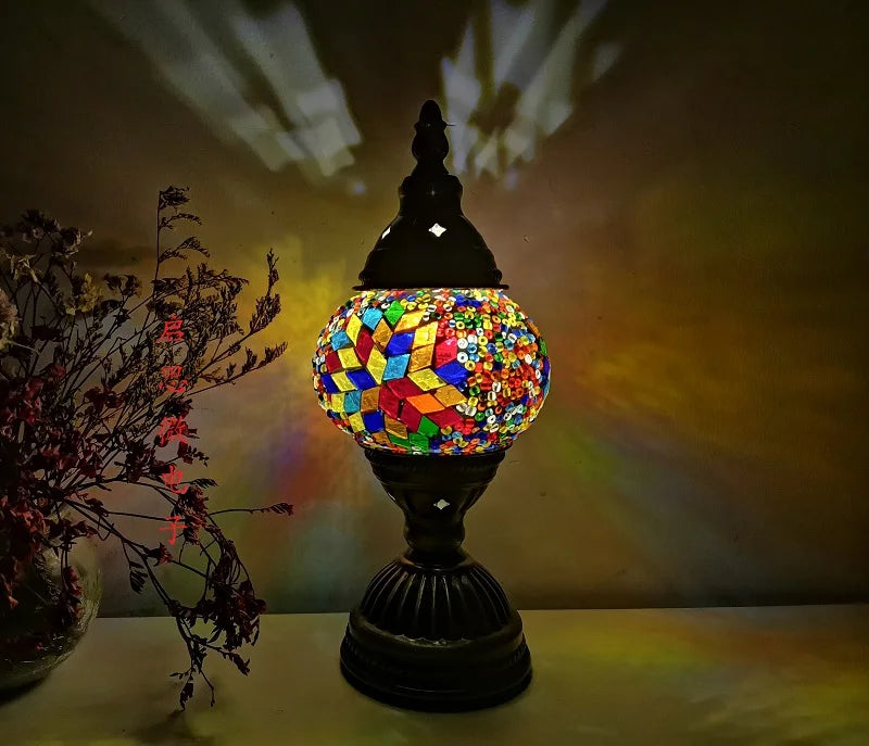 [Action Requise] Lampe de Chevet Turque Mosaïque - Verre Coloré Fait Main & Ambiance Orientale Chaleureuse