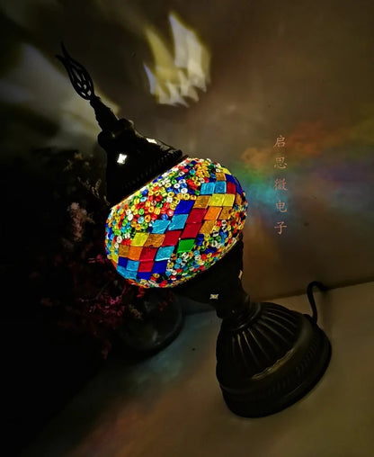 [Action Requise] Lampe de Chevet Turque Mosaïque - Verre Coloré Fait Main & Ambiance Orientale Chaleureuse