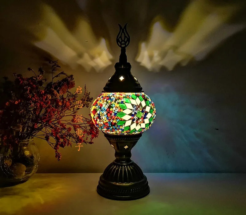 [Action Requise] Lampe de Chevet Turque Mosaïque - Verre Coloré Fait Main & Ambiance Orientale Chaleureuse