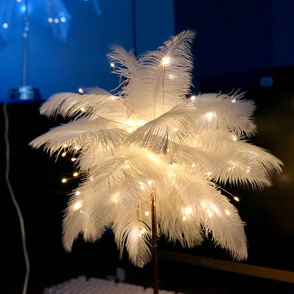 Lampe de Chevet à Plumes Rechargeable – LED Tactile USB, Design Romantique et Ambiance Douce pour Chambre ou Mariage