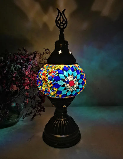 [Action Requise] Lampe de Chevet Turque Mosaïque - Verre Coloré Fait Main & Ambiance Orientale Chaleureuse