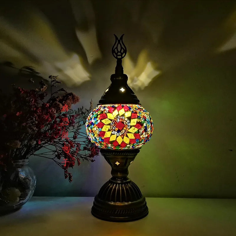 [Action Requise] Lampe de Chevet Turque Mosaïque - Verre Coloré Fait Main & Ambiance Orientale Chaleureuse