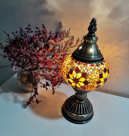 [Action Requise] Lampe de Chevet Turque Mosaïque - Verre Coloré Fait Main & Ambiance Orientale Chaleureuse