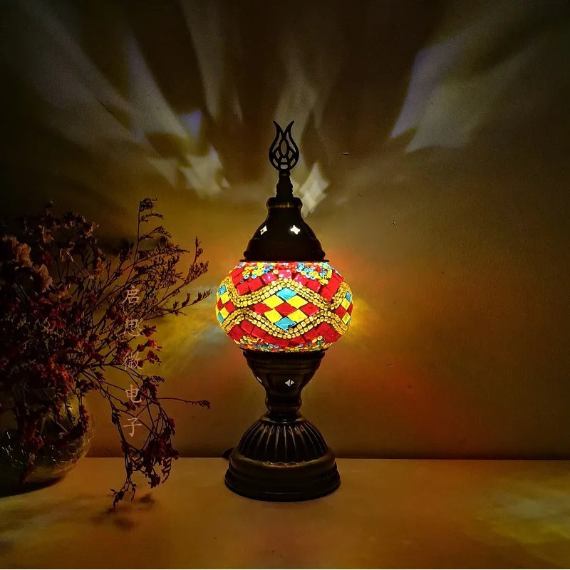 [Action Requise] Lampe de Chevet Turque Mosaïque - Verre Coloré Fait Main & Ambiance Orientale Chaleureuse