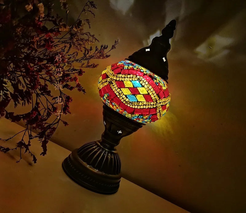 [Action Requise] Lampe de Chevet Turque Mosaïque - Verre Coloré Fait Main & Ambiance Orientale Chaleureuse