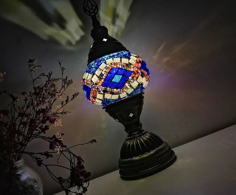 [Action Requise] Lampe de Chevet Turque Mosaïque - Verre Coloré Fait Main & Ambiance Orientale Chaleureuse