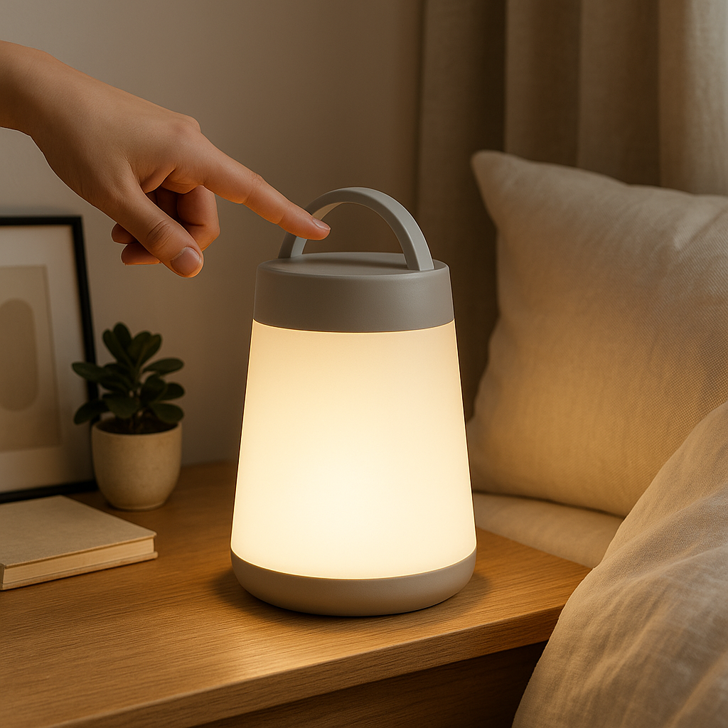Lampe de Chevet LED Tactile Portable – Modes Multicolores, Recharge USB-C, Télécommande et Lumière Apaisante