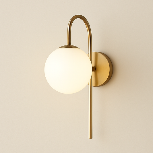 Lampe de Chevet Murale LED Moderne – Globe en Verre Givré, Finition Noir & Or, Lumière Douce et Élégante pour Chambre ou Salon