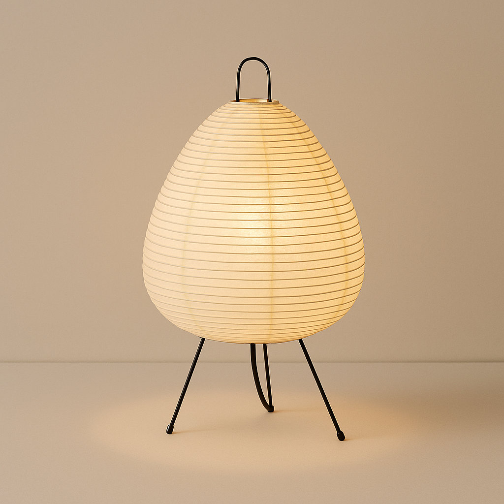 Lampe de Chevet Japonaise en Papier de Riz – Design Trépied LED, Style Wabi-Sabi Épuré pour Ambiance Zen et Douce