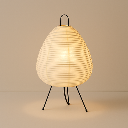 Lampe de Chevet Japonaise en Papier de Riz – Design Trépied LED, Style Wabi-Sabi Épuré pour Ambiance Zen et Douce
