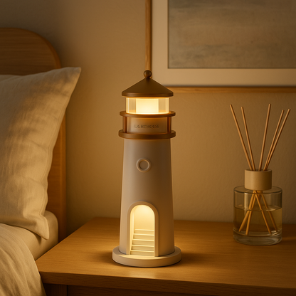 Lampe de Chevet Phare avec Projection de Lune – Veilleuse Enfant Bluetooth, Capteur de Mouvement et Télécommande pour Douces Nuits