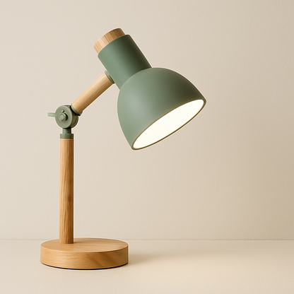 Lampe de Chevet Nordique en Bois — Tête Orientable LED, Design Moderne & Lumière Douce pour Lecture Enfant
