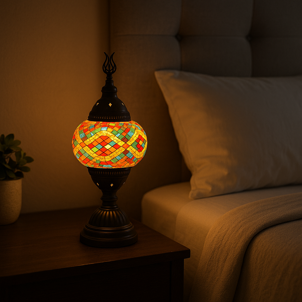 Lampe de Chevet Turque Mosaïque — Verre Coloré Fait Main & Ambiance Orientale Chaleureuse