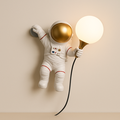 Lampe de Chevet LED Astronaute et Lune – Design Moderne Mural, Lumière Chaude Apaisante pour Ambiance Cosy et Rêves Stellaires Enfant