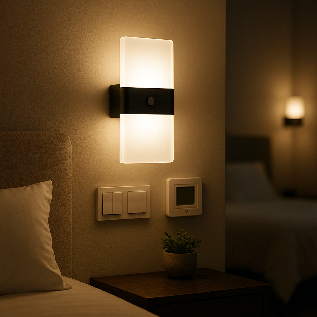 Lampe de Chevet Murale LED Rechargeable – Tactile ou Capteur de Mouvement, Design Moderne Acrylique, Lumière Apaisante