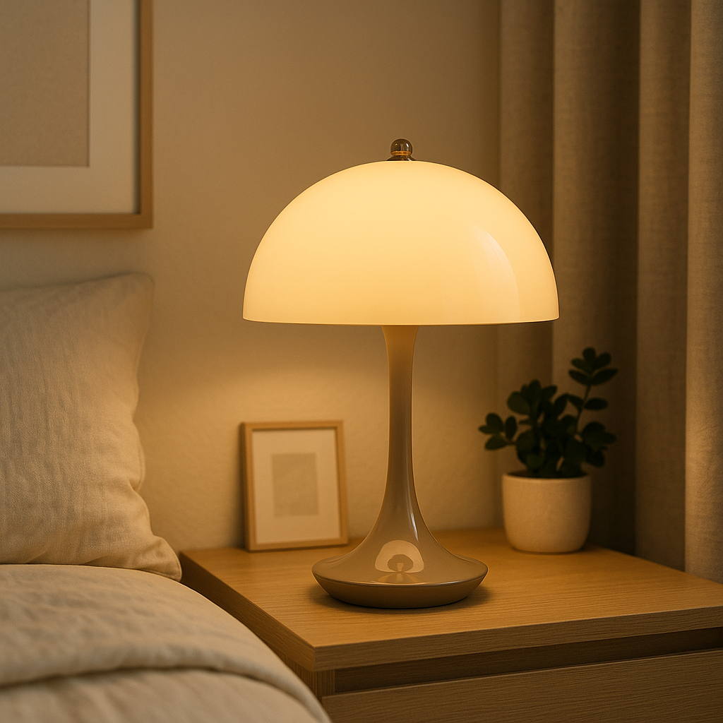 Lampe de Chevet Champignon Nordique — LED Tactile Rechargeable, Design Moderne & Éclairage Dimmable Élégant