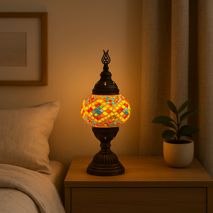 Lampe de Chevet Turque Mosaïque — Verre Coloré Fait Main & Ambiance Orientale Chaleureuse