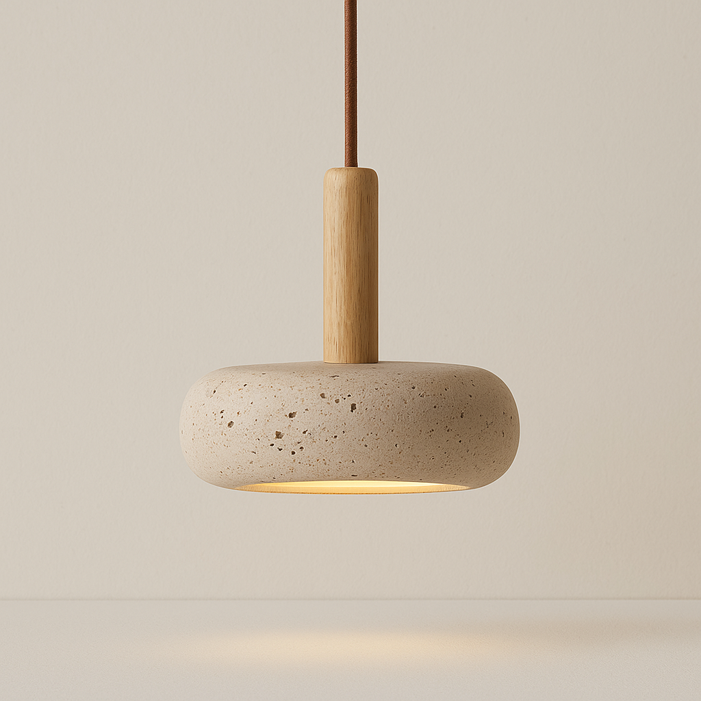 Lampe de Chevet LED Style Wabi-Sabi en Pierre Naturelle – Design Suspendu Élégant, Lumière Douce et Moderne