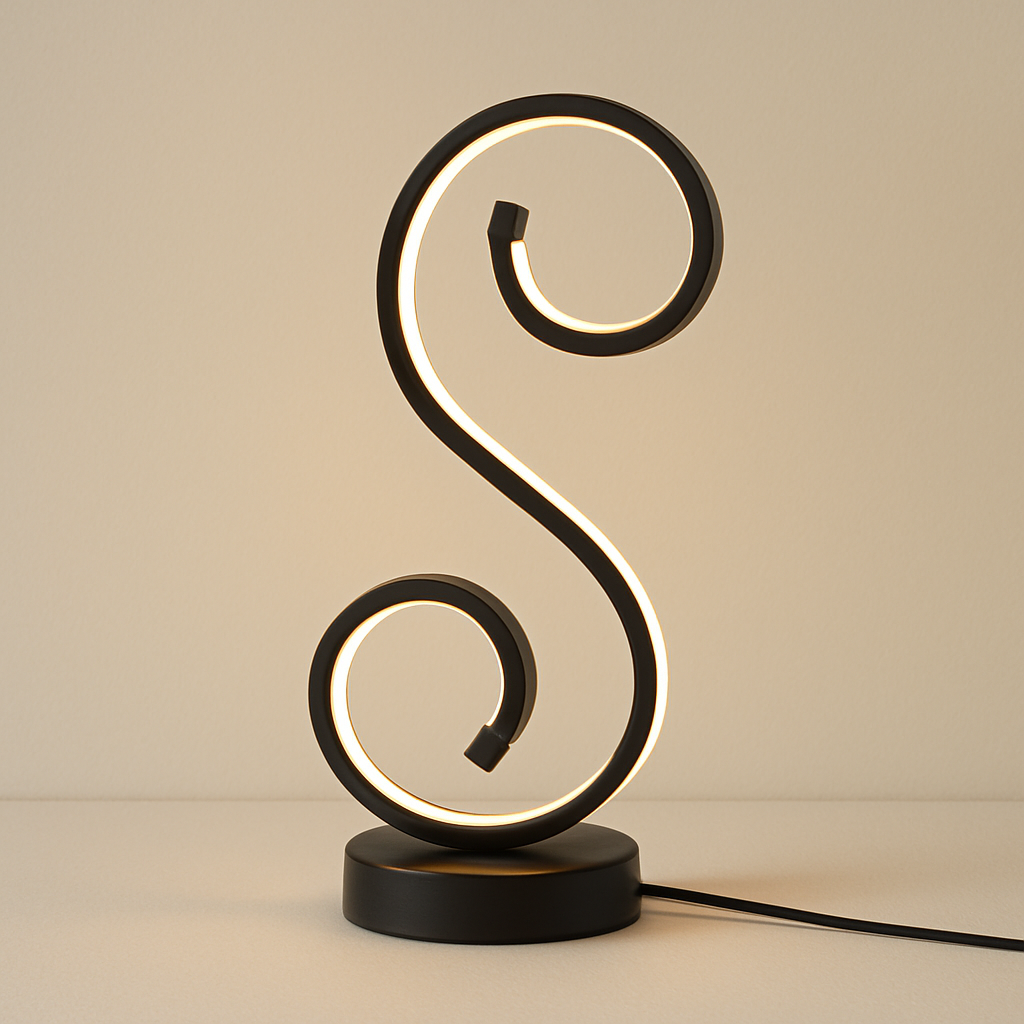Lampe de Chevet LED Design Moderne en Forme de S – Trois Couleurs Dimmables pour Ambiance Élégante et Cosy