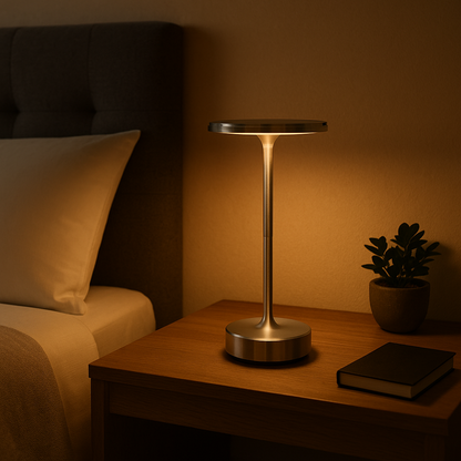 Lampe de Chevet LED Tactile Rechargeable – Design Rétro Élégant en Aluminium, Dimmable pour Ambiance Chaleureuse
