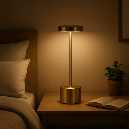 Lampe de Chevet LED Rechargeable Tactile en Métal – 3 Couleurs Ajustables, Design Moderne Élégant et Portable
