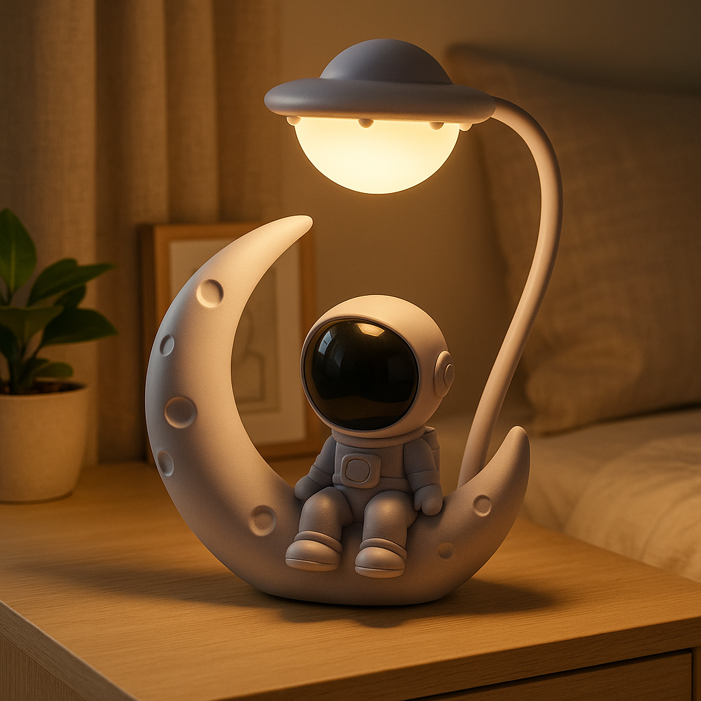 Lampe de Chevet Astronaute Lune LED – Design Créatif USB, Lumière Douce et Atmosphère Cosy pour Chambre